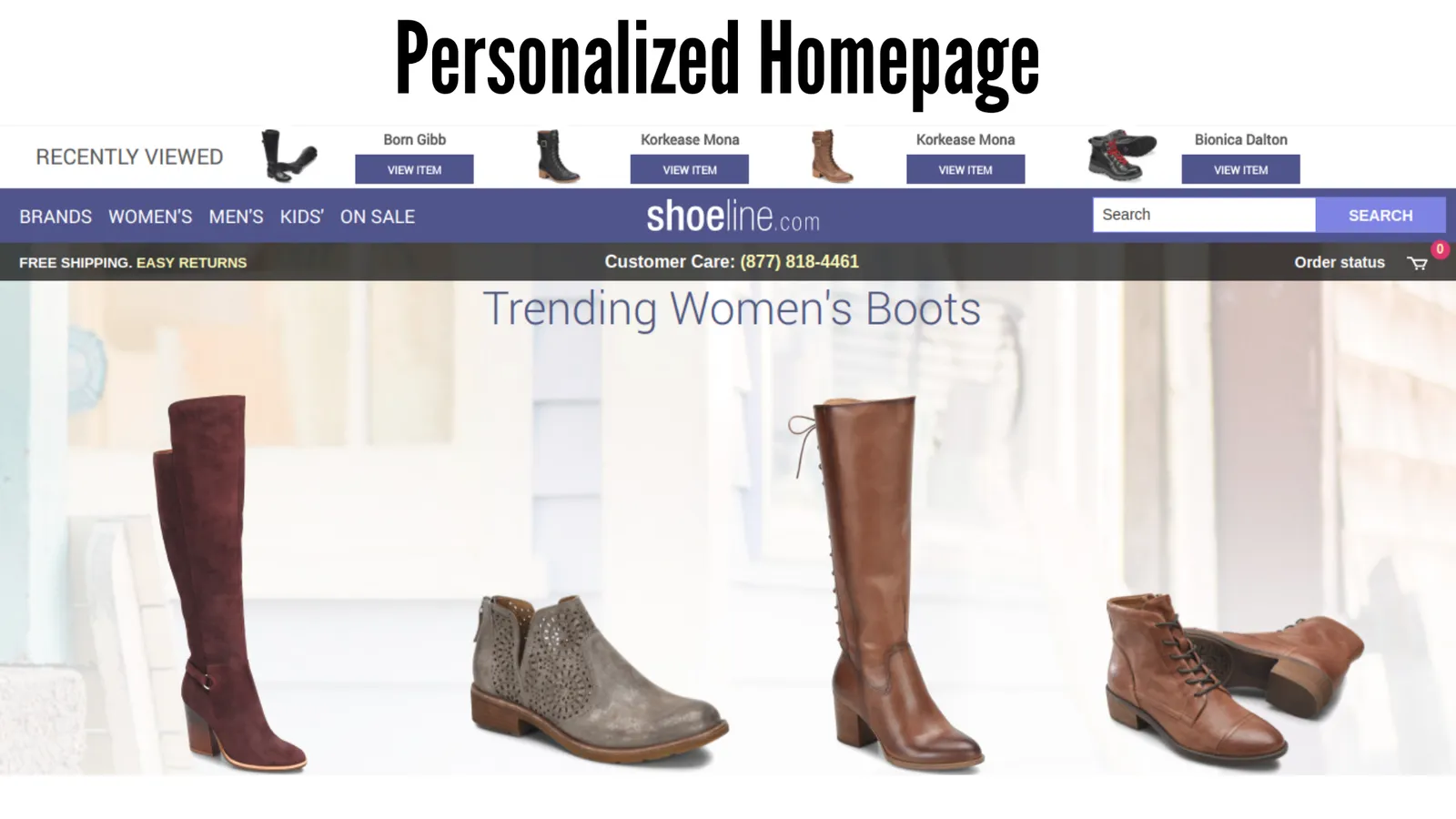 personalized homepage in ecommerce shop