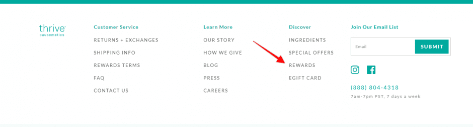 refer a friend in footer of ecommerce website