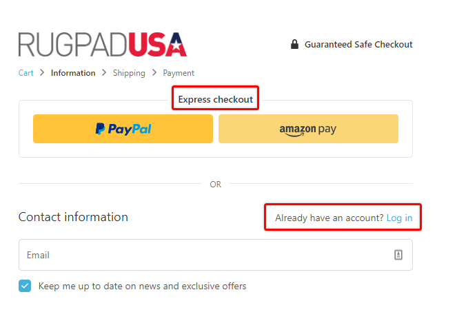 allow guest checkout to reduce cart abandonment