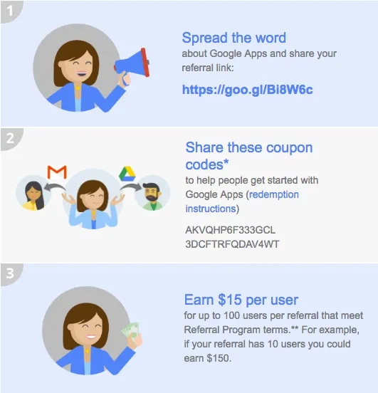 B2B Referral Program Examples: Google Apps