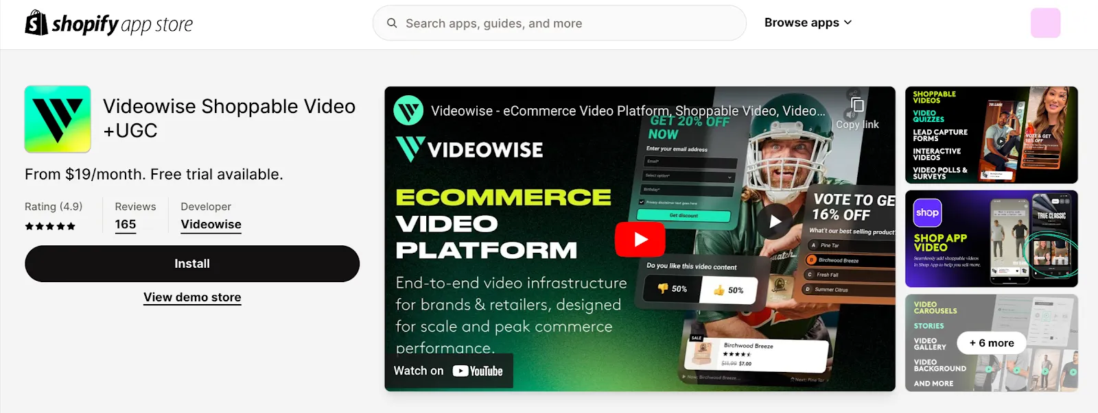 Shopify app called Videowise