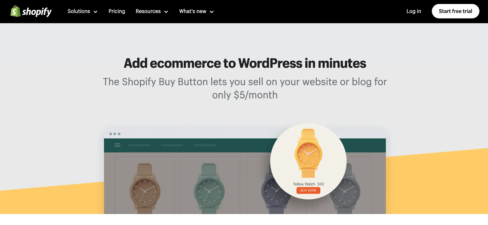 Home page of Shopify Buy Button