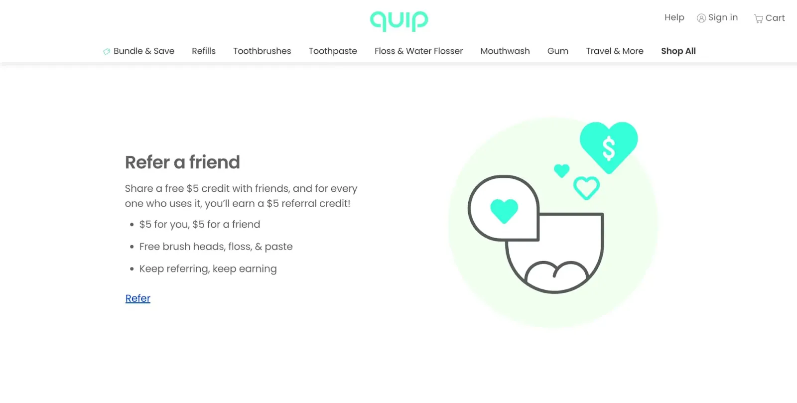 Quip refer a friend campaign