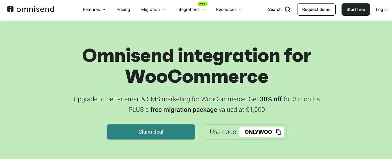 Home page of Omnisend for WooCommerce