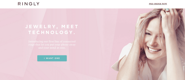 Ringly homepage pre-order 