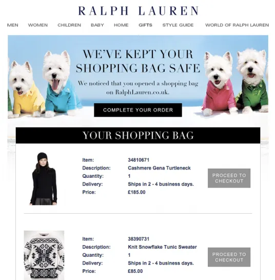 ecommerce slow months - abandoned cart ralph lauren -- referralcandy jilt guestpost