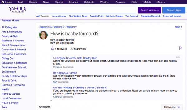 Yahoo Answers how is babby formed